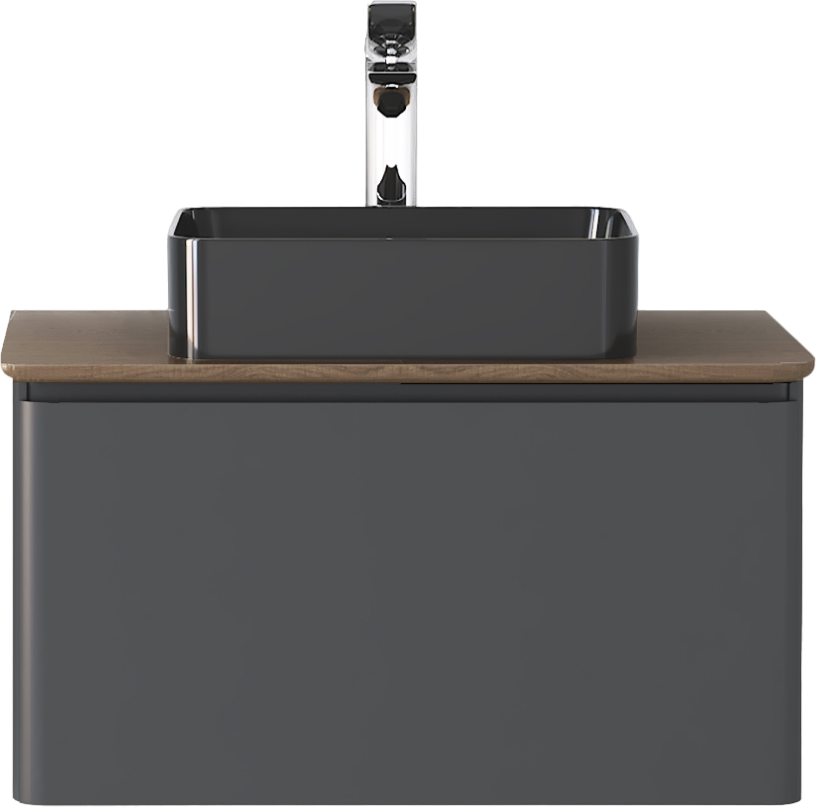 Тумба под раковину со столешницей Raval Morelle 80, подвесная, антрацит, трюфель