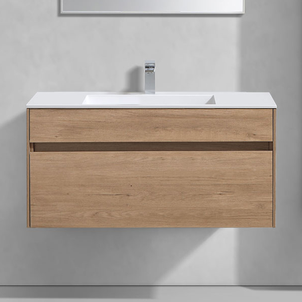 Тумба с раковиной Vincea Chiara 100, натуральный дуб, с белой раковиной