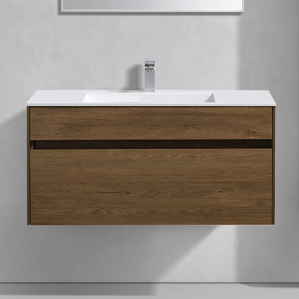 Тумба с раковиной Vincea Chiara 100, дуб табак, с белой раковиной