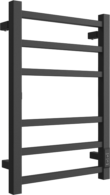 Полотенцесушитель электрический Двин L plaza neo 60/40 60x45 см, подключение справа, слева, матовый черный, лесенка, из стали