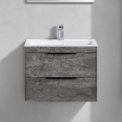 Тумба с раковиной Vincea Chiara 2D 60, 2 ящика, камень, с белой раковиной