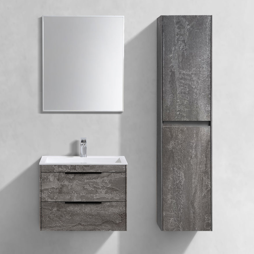 Мебель для ванной комнаты Vincea Chiara 2D 60, 2 ящика, камень, с белой раковиной