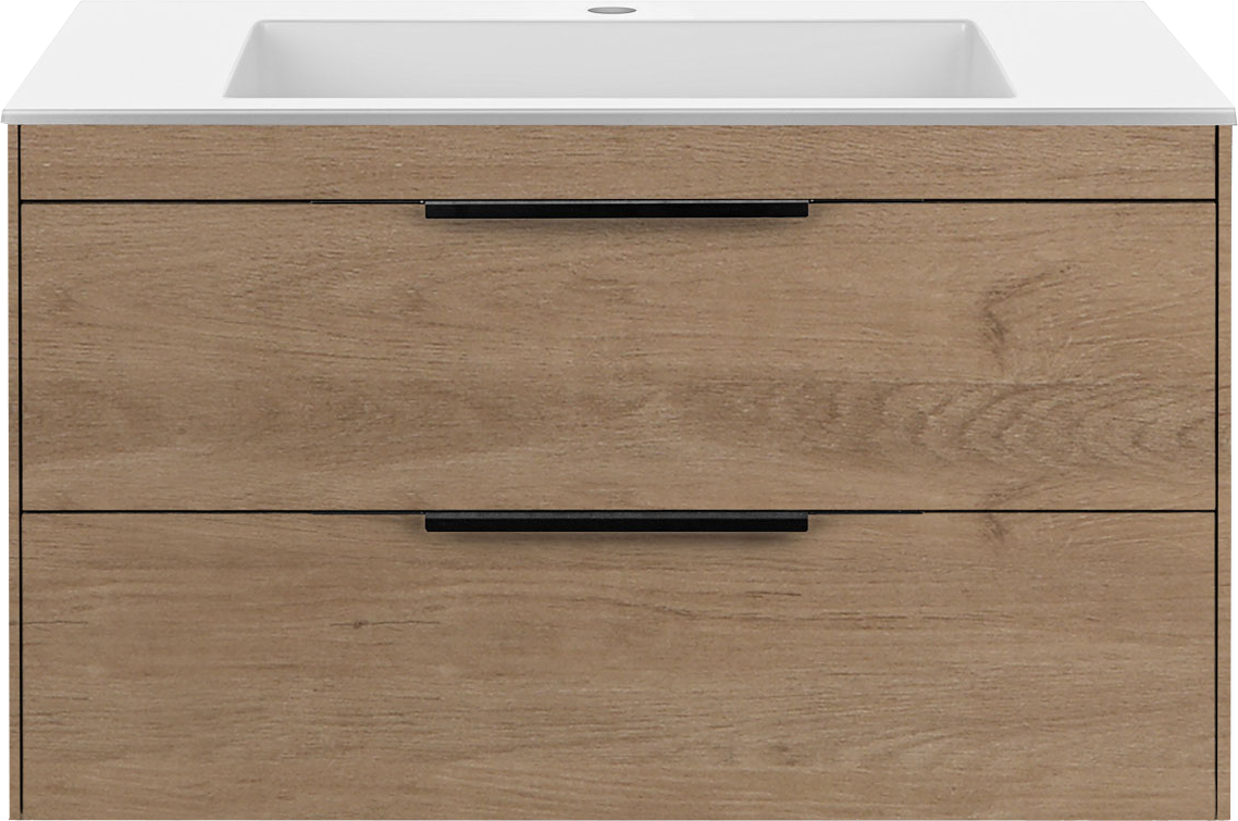 Тумба под раковину без столешницы Vincea Chiara 2D 80, подвесная, 2 ящика, натуральный дуб