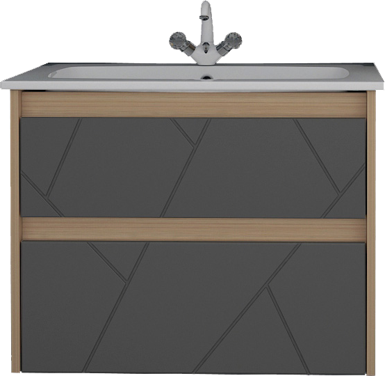 Тумба с раковиной ASB-Mebel Диана 60 серая, дуб янтарный