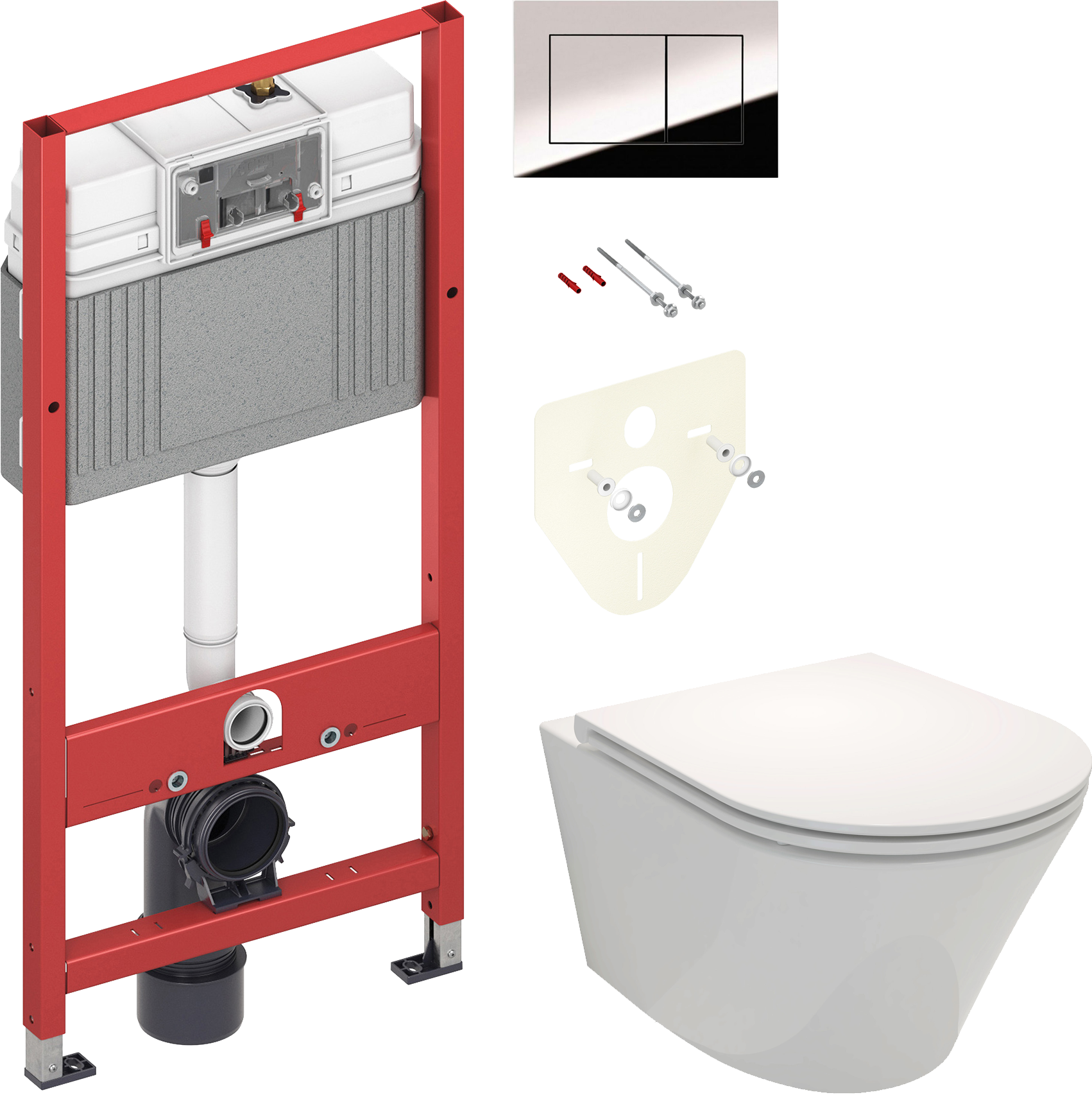 Комплект 3 в 1 Унитаз подвесной Jacob Delafon Rodin+ EDY102-00 + Сиденье E23280-00, с микролифтом + Инсталляция с кнопкой TECE Now 9400412 цвет хром