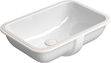 Раковина встраиваемая снизу GSI Pura 7243F11 глянцевая белая, прямоугольная, фаянс