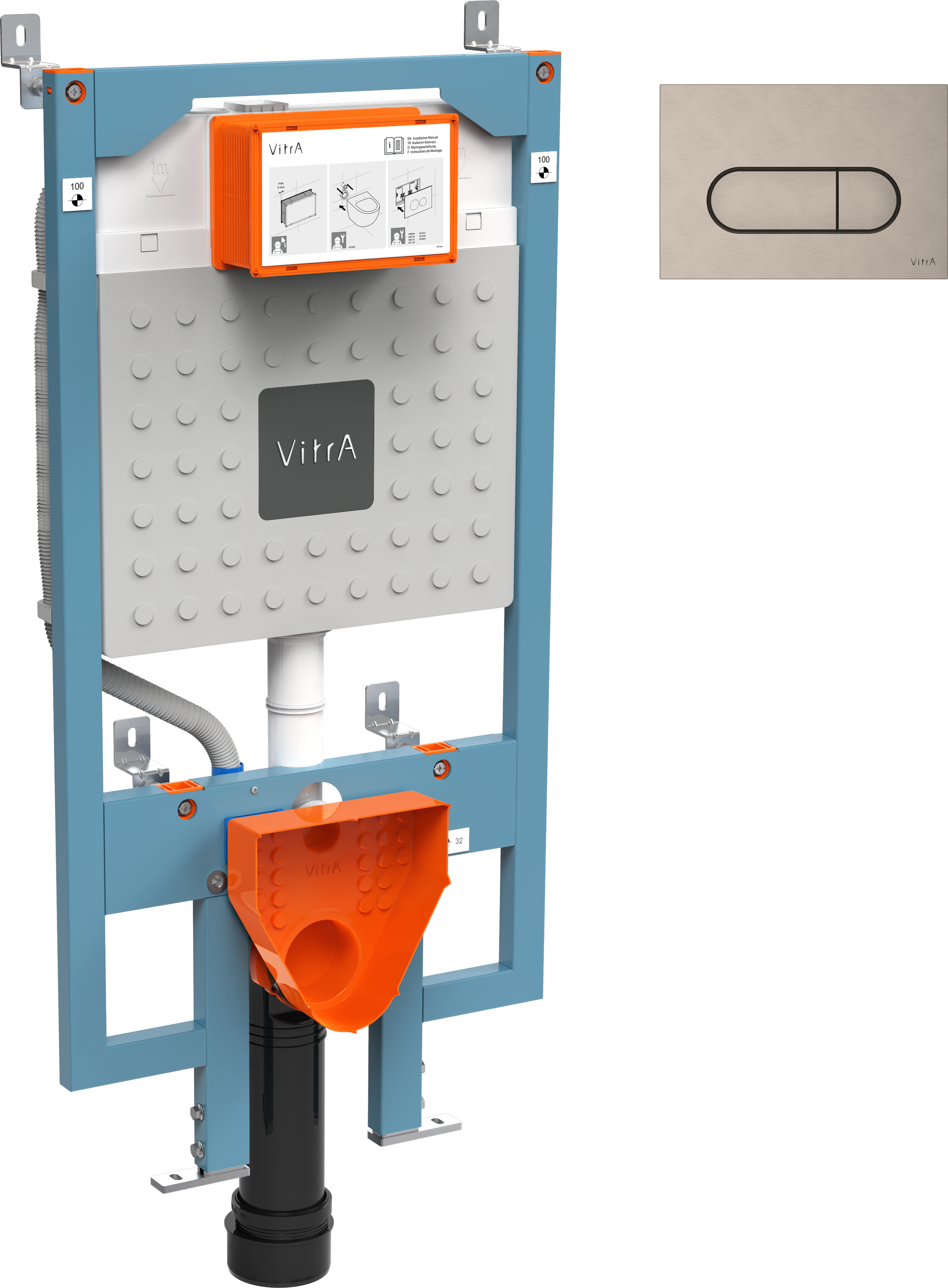 Комплект Инсталляция VitrA V8 768-5800-01 + Кнопка Root Round 740-2295 цвет никель