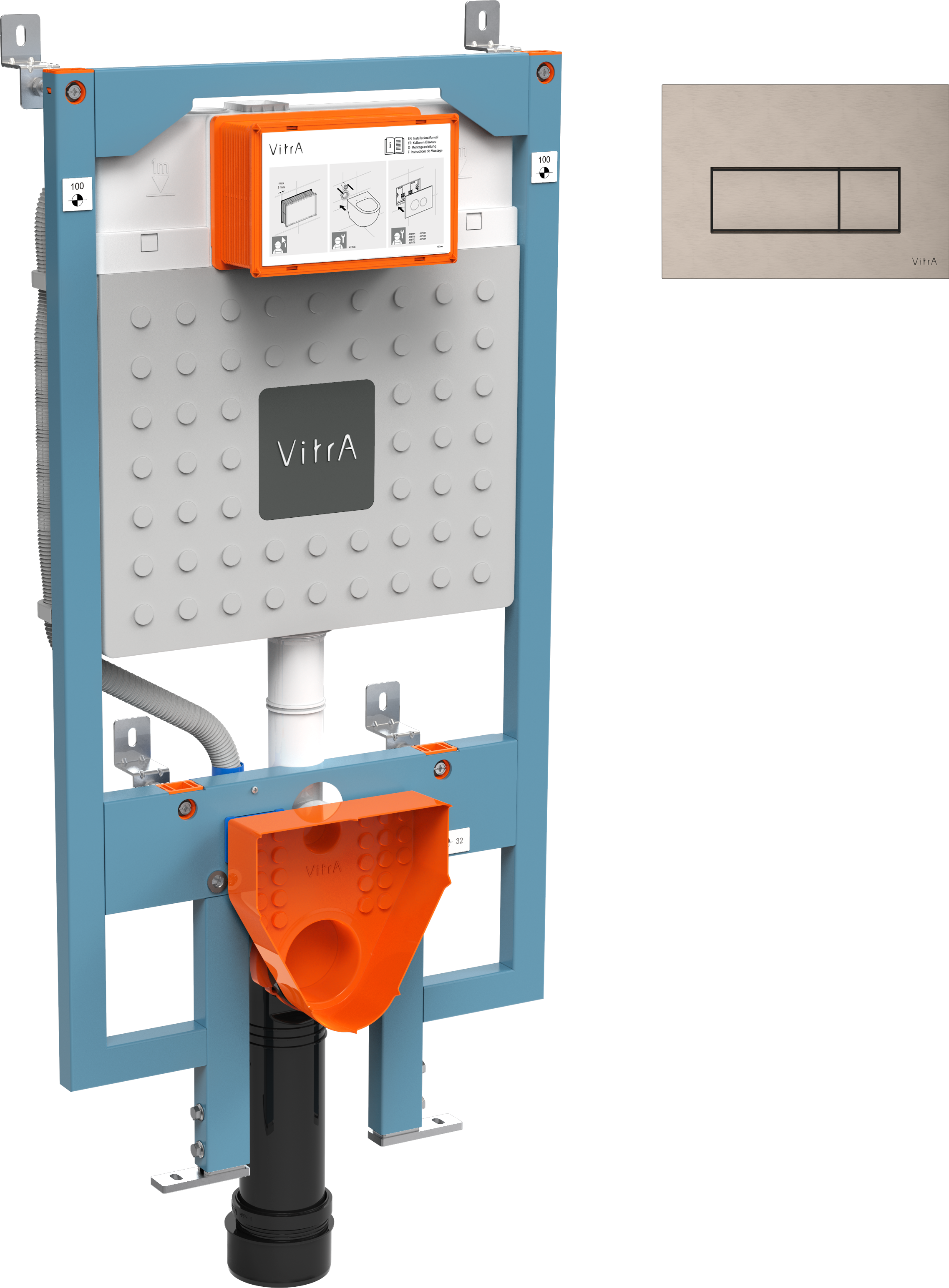 Комплект Инсталляция VitrA V8 768-5800-01 + Кнопка Root Square 740-2395 цвет никель
