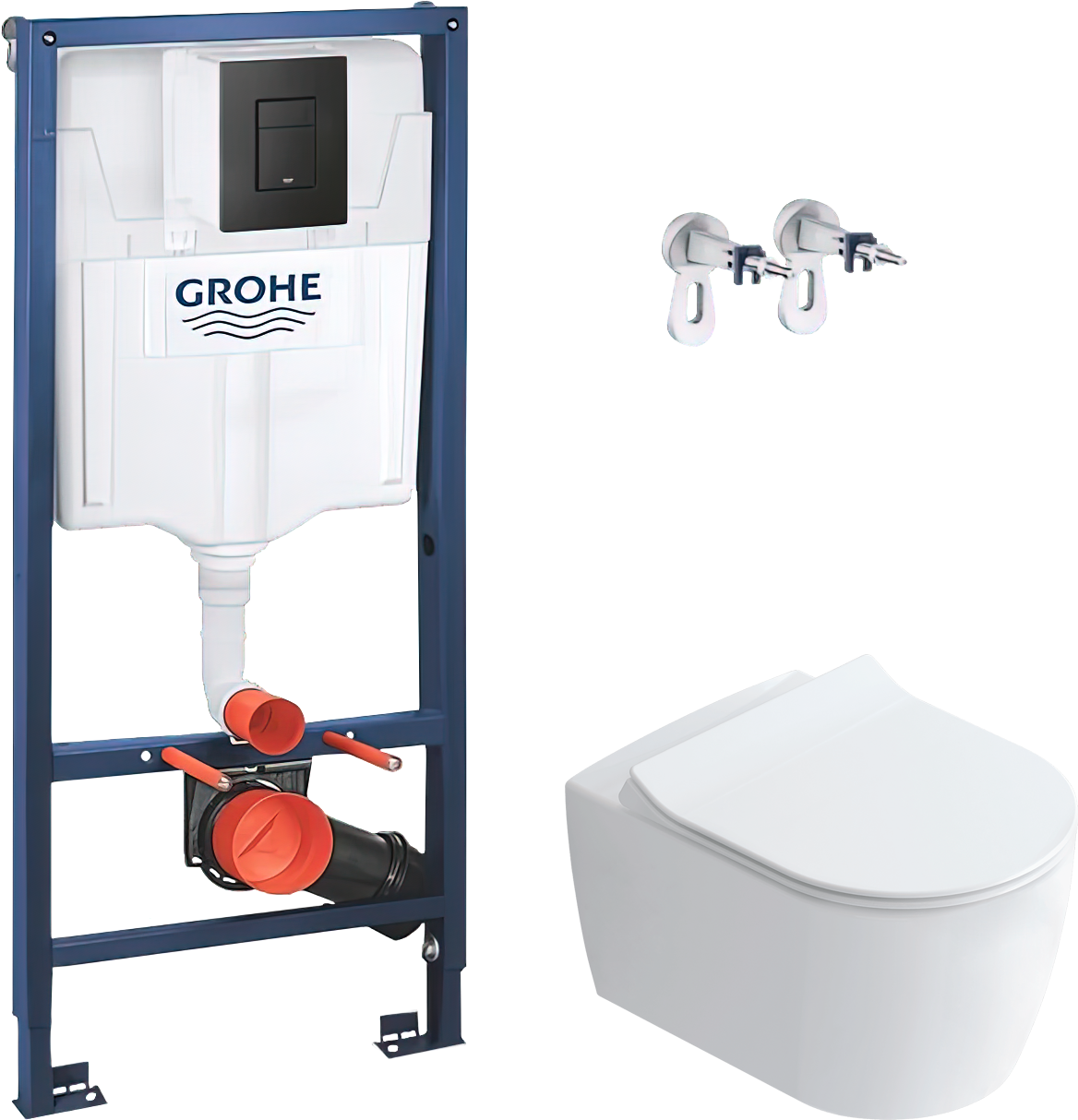 Комплект 2 в 1 Унитаз подвесной STWORKI Ноттвиль SETK3104-2616-001-1-8000 + Инсталляция с кнопкой Grohe Solido 38811KF0