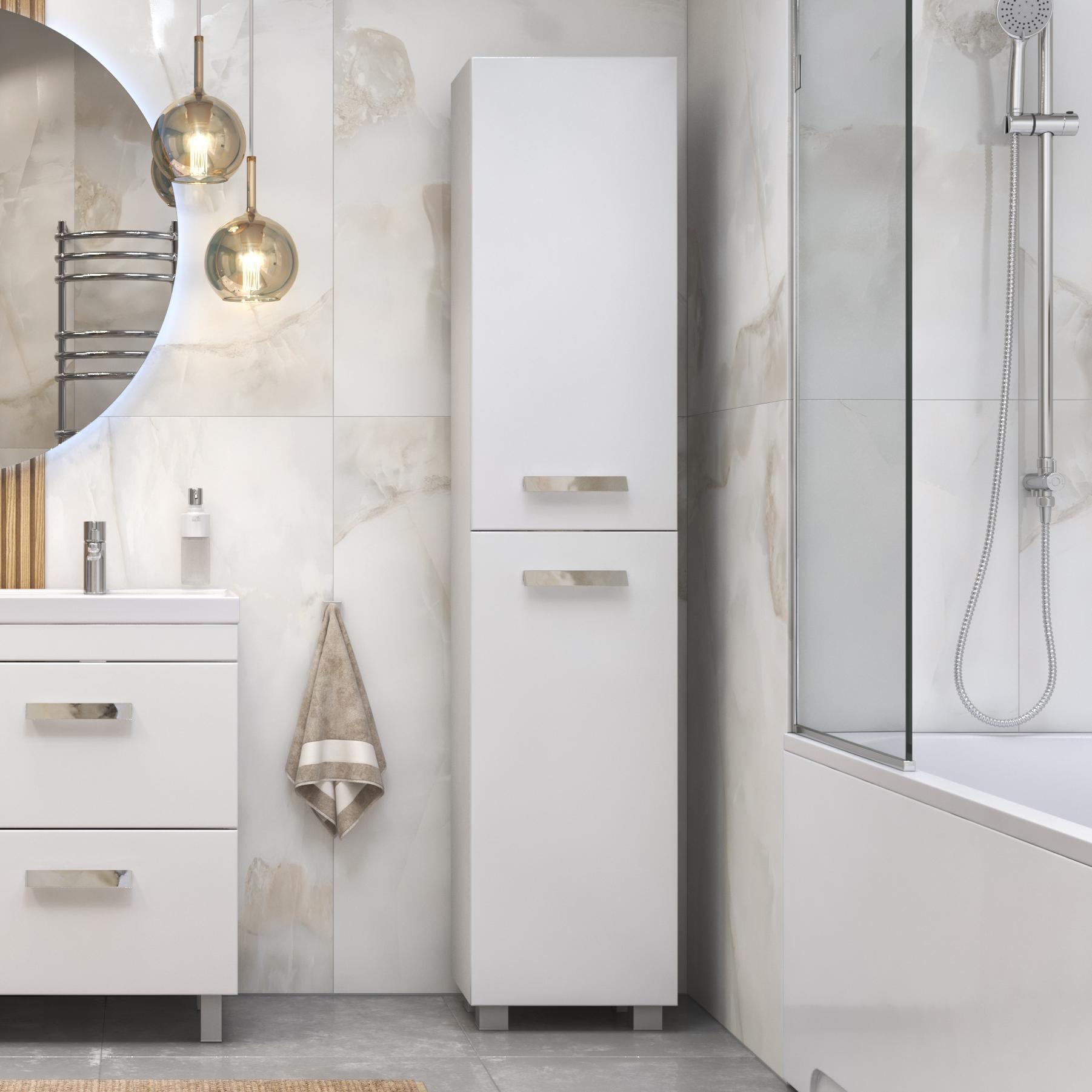 Шкаф-пенал для ванной Velvex Orlando 190 универсальный, белый матовый