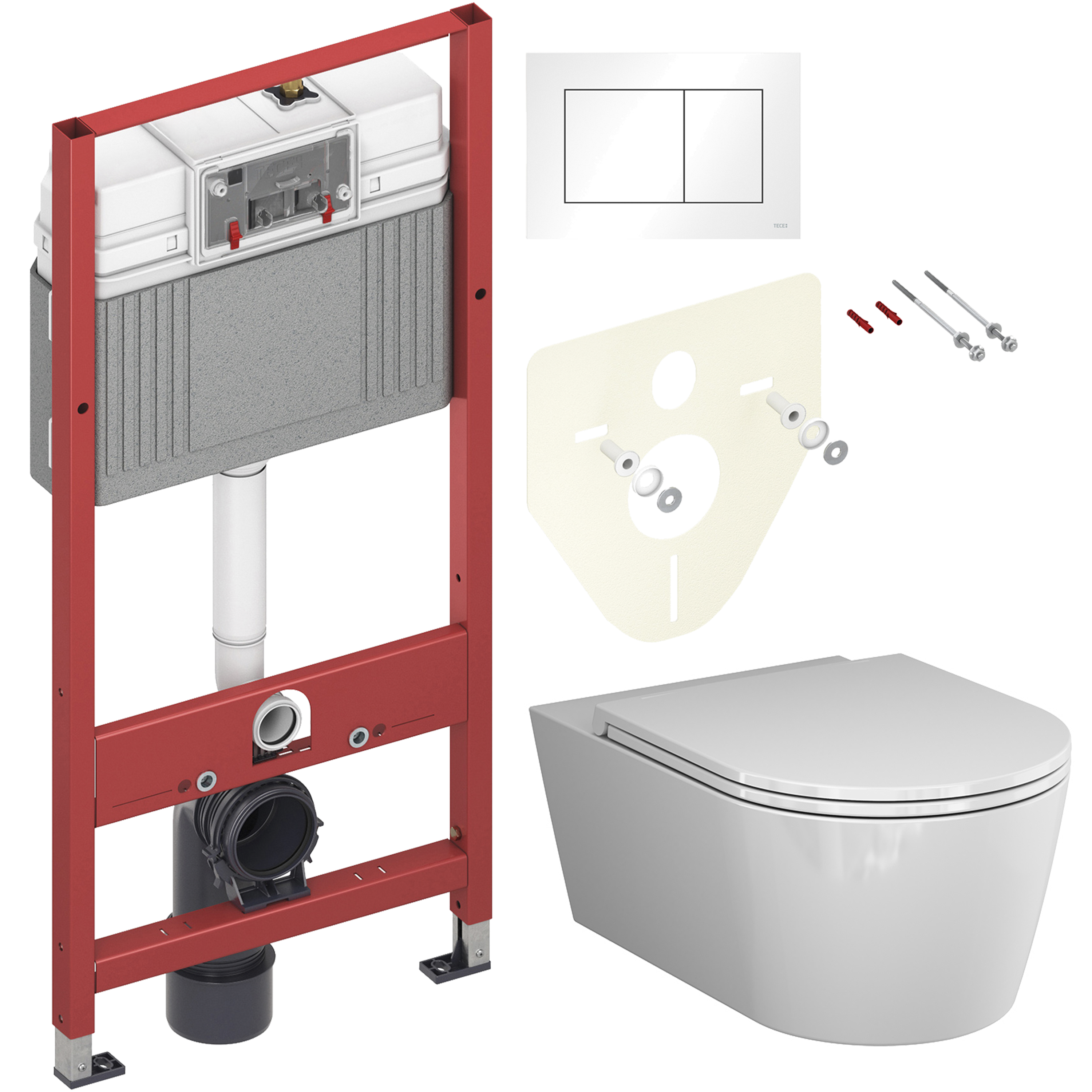 Комплект 2 в 1 Унитаз подвесной AM.PM Func C8F1701SC + Инсталляция с кнопкой TECE Base 9400413