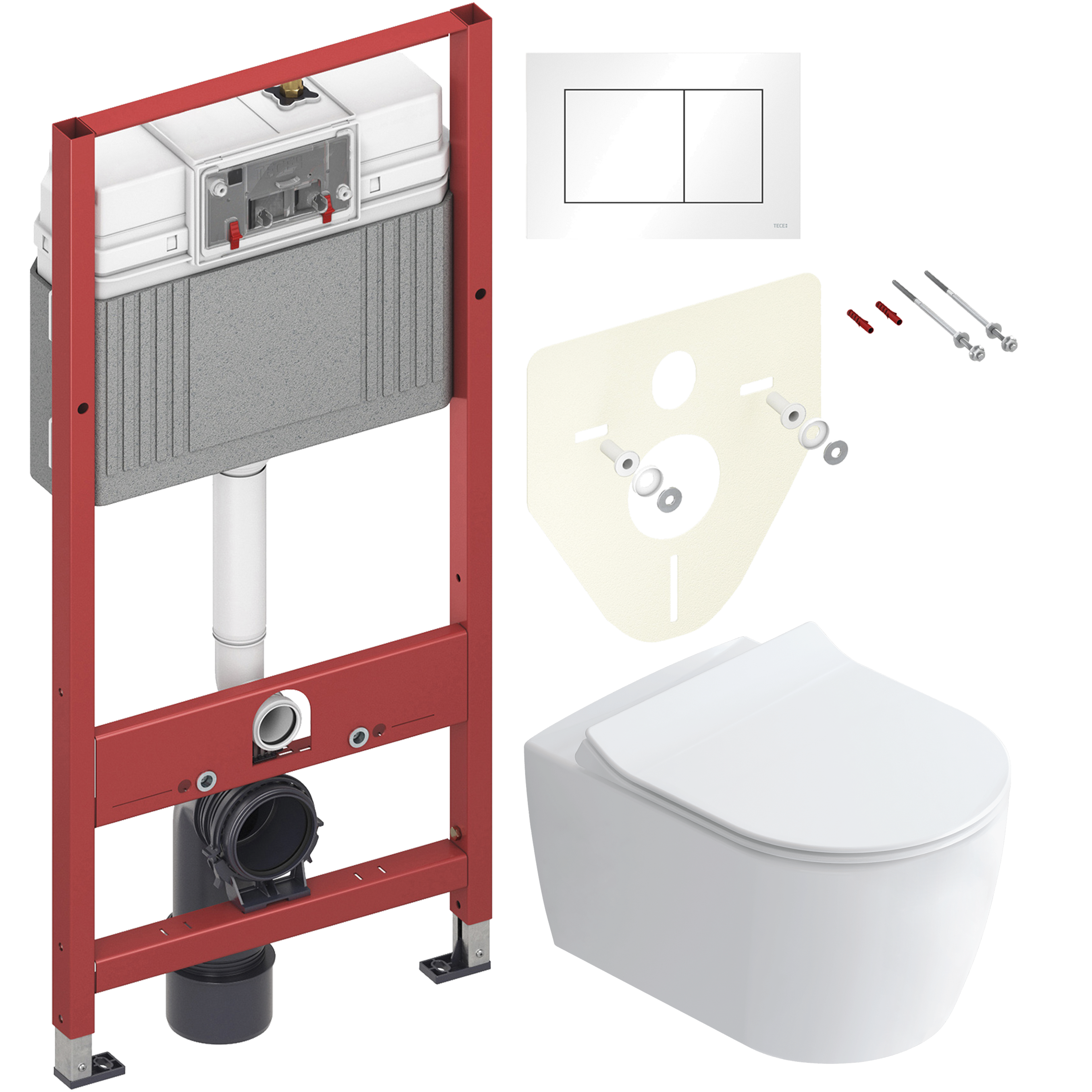 Комплект 2 в 1 Унитаз подвесной STWORKI Ноттвиль SETK3104-2616-001-1-8000 + Инсталляция с кнопкой TECE Base 9400413
