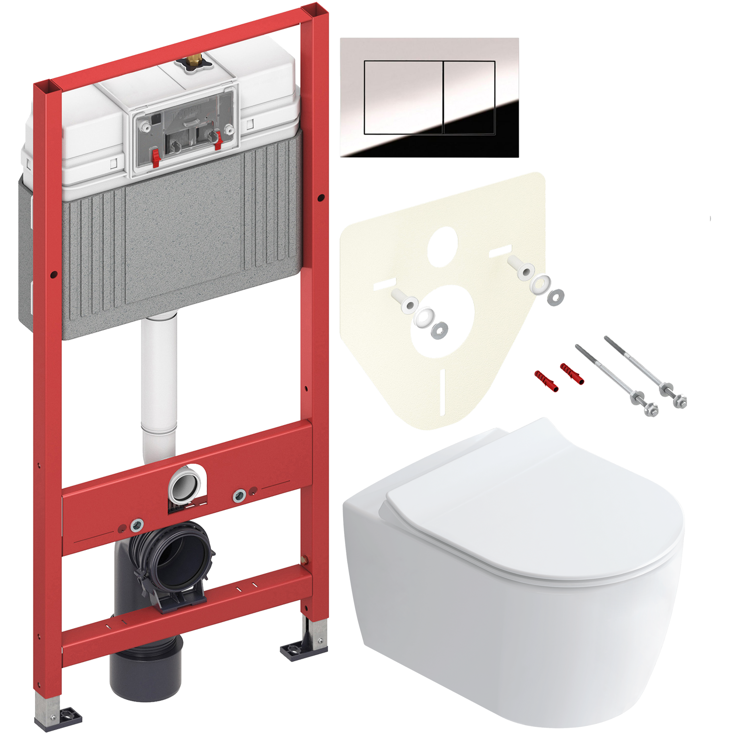 Комплект 2 в 1 Унитаз подвесной STWORKI Ноттвиль SETK3104-2616-001-1-8000 + Инсталляция с кнопкой TECE Now 9400412