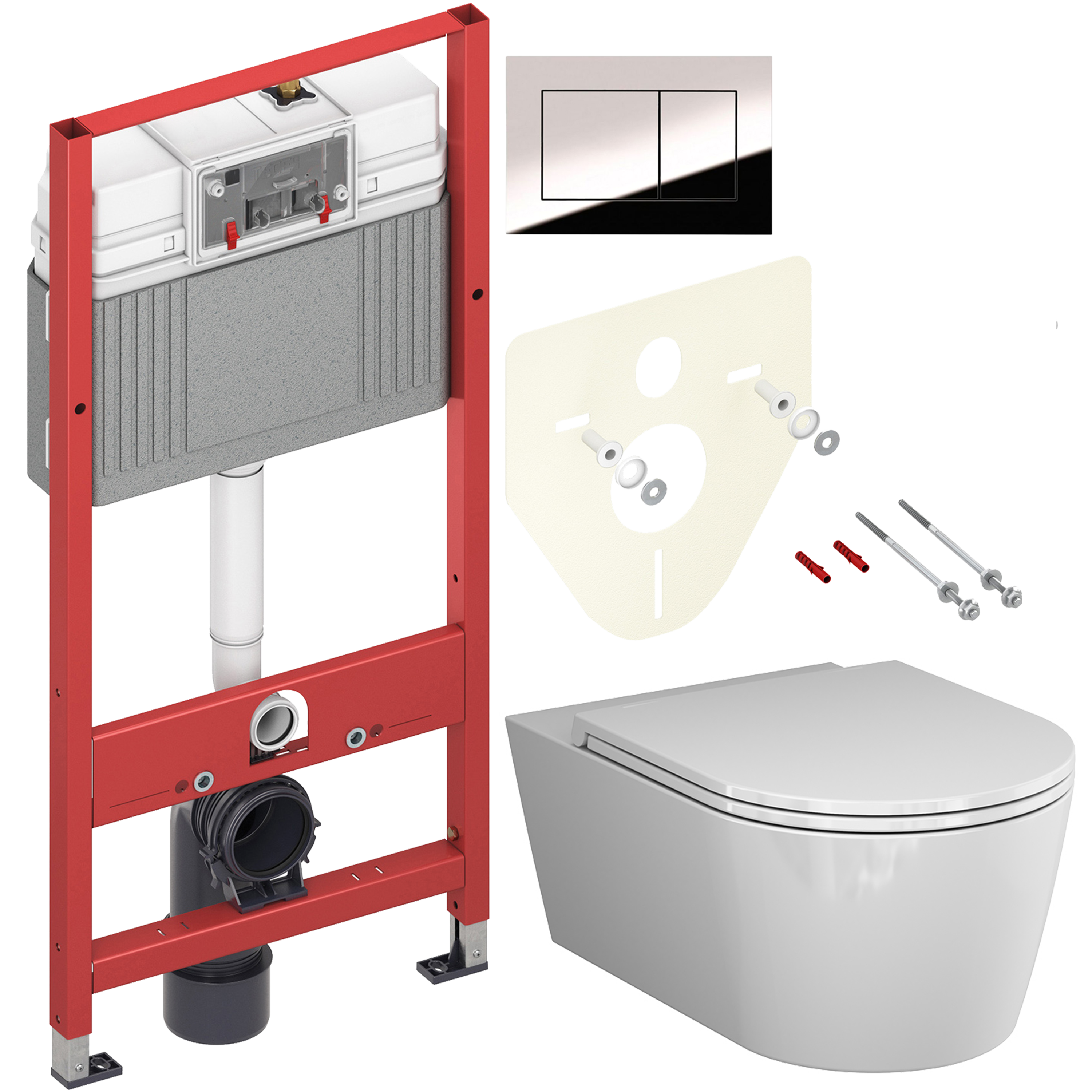 Комплект 2 в 1 Унитаз подвесной AM.PM Func C8F1701SC + Инсталляция с кнопкой TECE Now 9400412