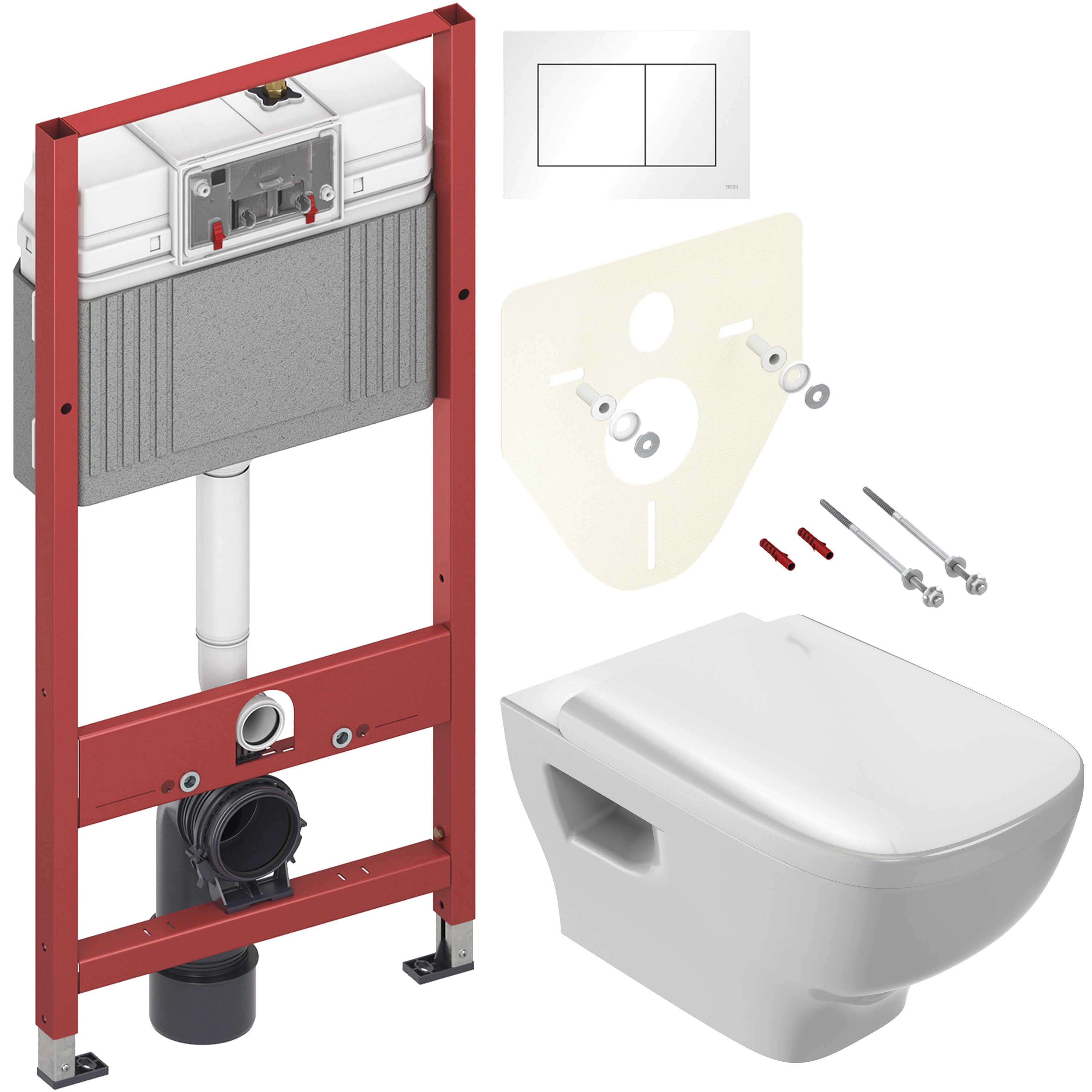 Комплект 3 в 1 Унитаз подвесной Jacob Delafon Struktura EDE102-00 + Сиденье E70024-WTE + Инсталляция с кнопкой TECE Base 9400413