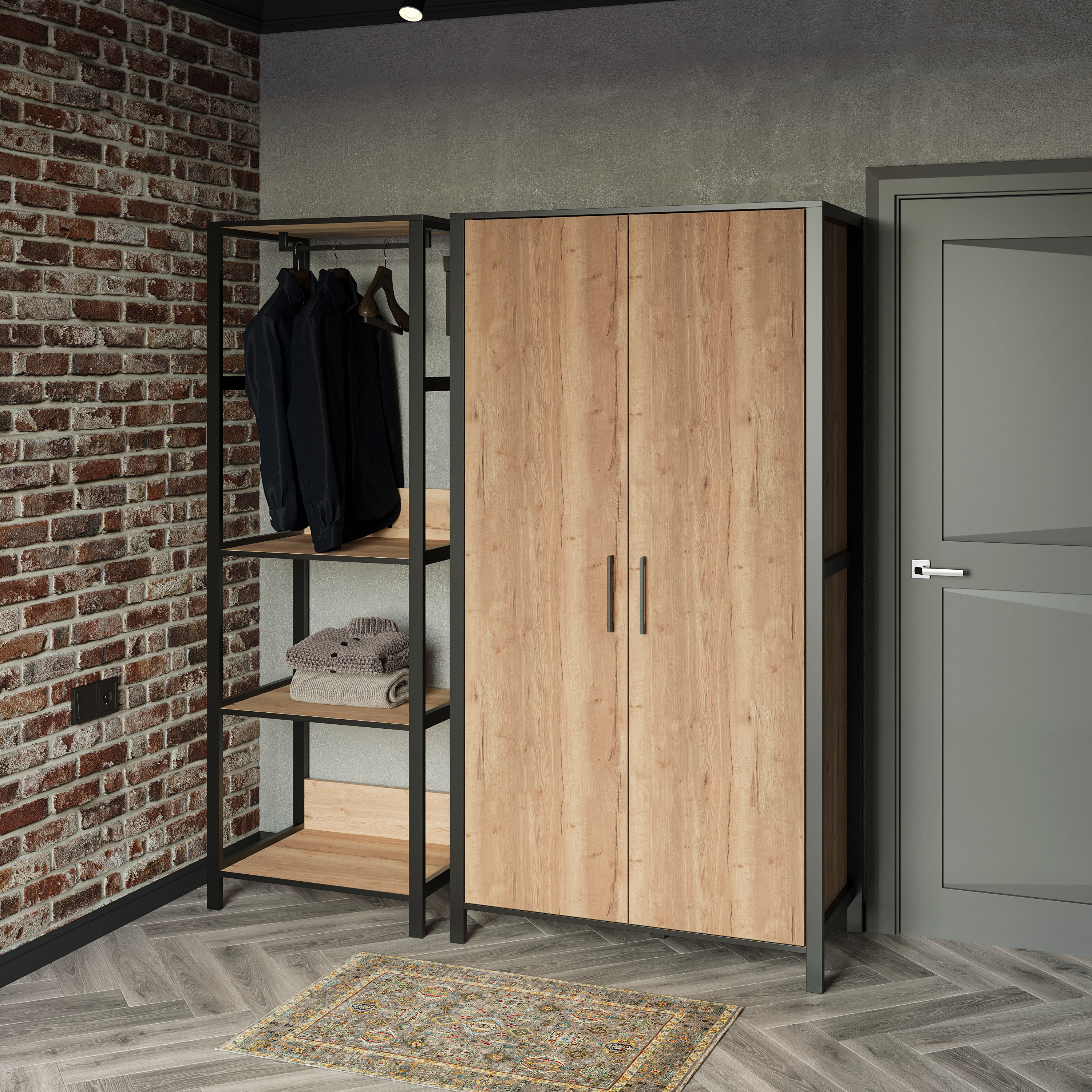 Комплект шкафов DIWO Элиста дуб крафт золотой, черный