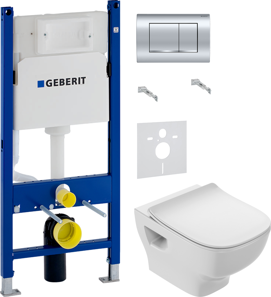Комплект 4 в 1 Унитаз подвесной Jacob Delafon Struktura EDF102-00 + Сиденье E70025-00 с микролифтом + Инсталляция с кнопкой Geberit Duofix Delta 458.163.21.1 цвет хром + Звукоизоляция 156.050.00.1