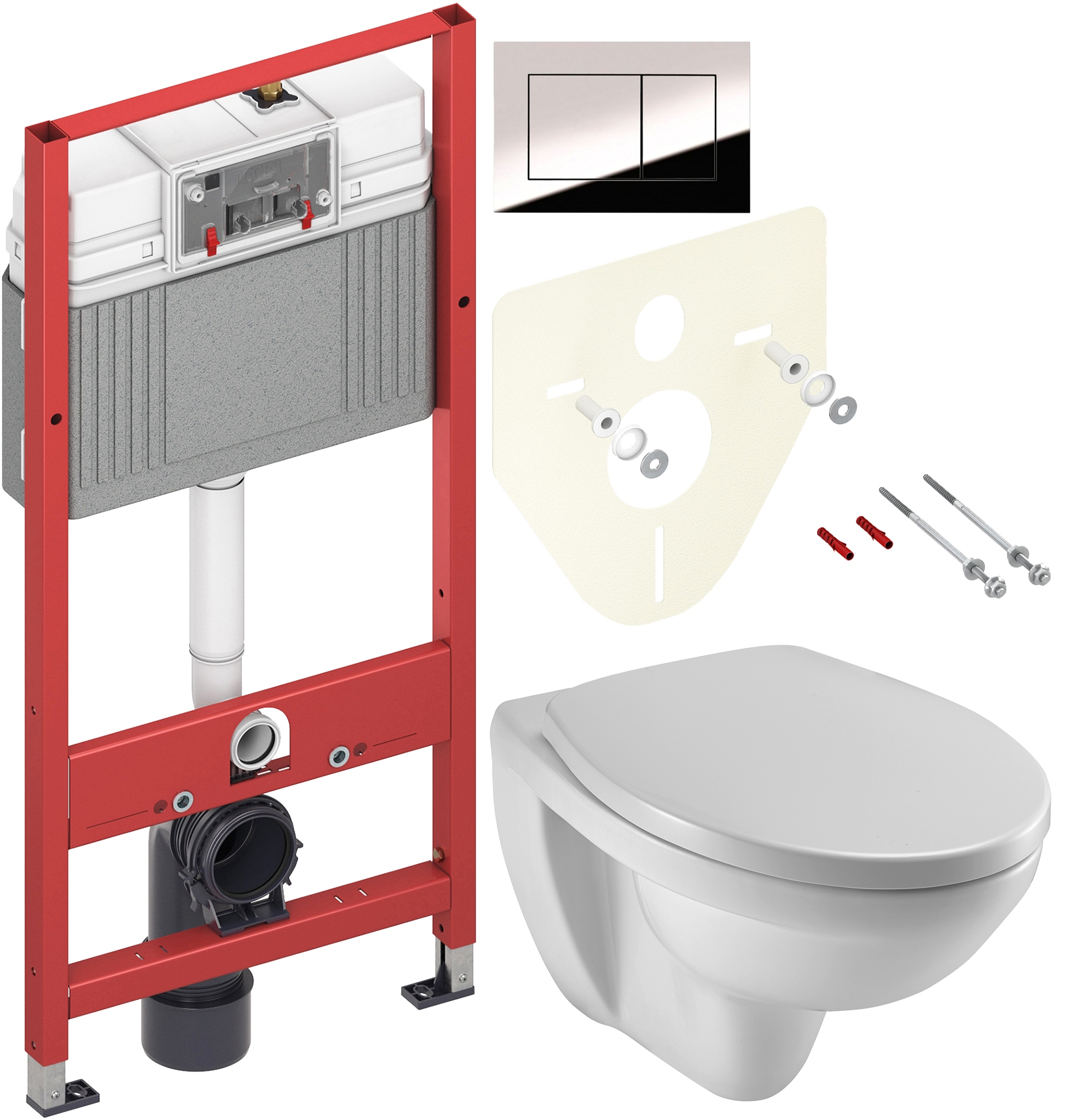 Комплект 3 в 1 Унитаз подвесной Jacob Delafon Patio EDV102-00 + Сиденье E4267-00 + Инсталляция с кнопкой TECE Now 9400412