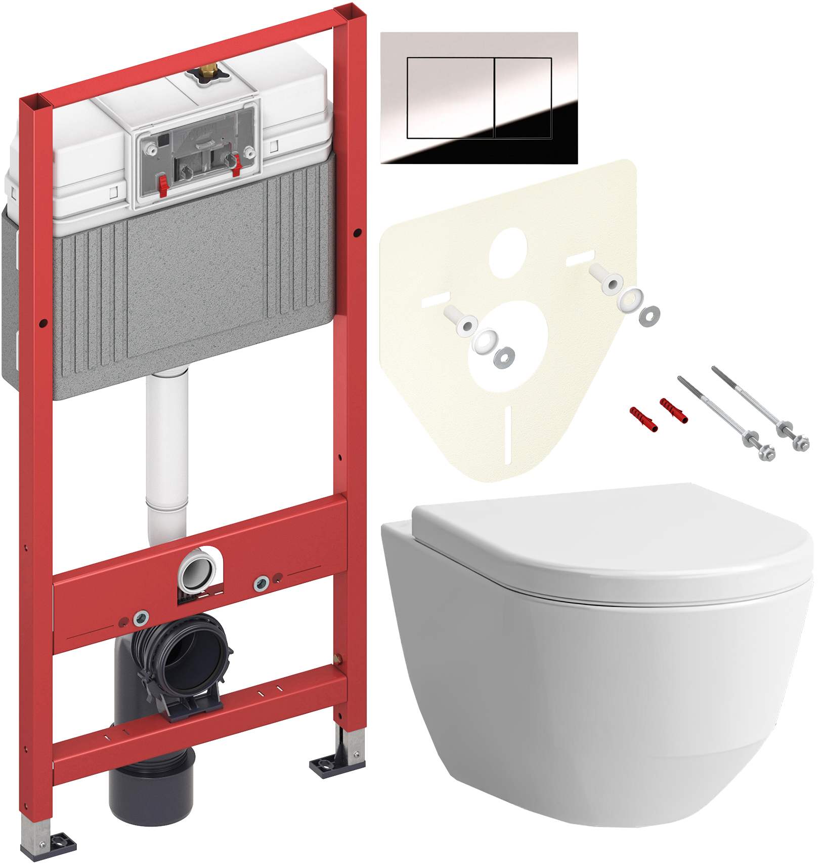 Комплект 3 в 1 Унитаз подвесной Laufen Pro 8.2096.6.000.000.1 + Сиденье 8.9695.1.300.000.1 + Инсталляция с кнопкой TECE Now 9400412