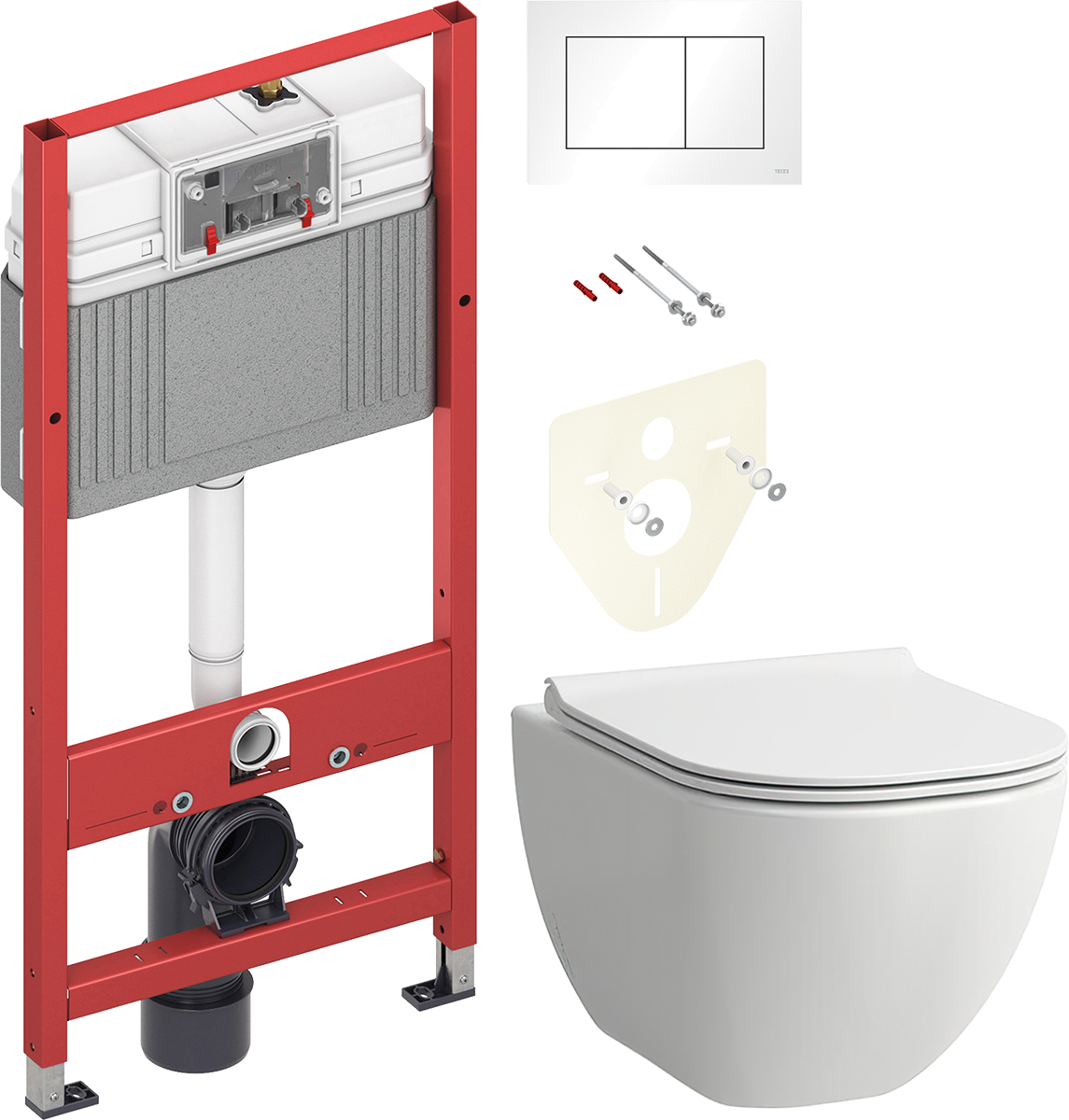 Комплект 2 в 1 Унитаз подвесной Laufen Basal 8.66E1.0.000.000.1 + Инсталляция с кнопкой TECE Base 9400413 цвет белый