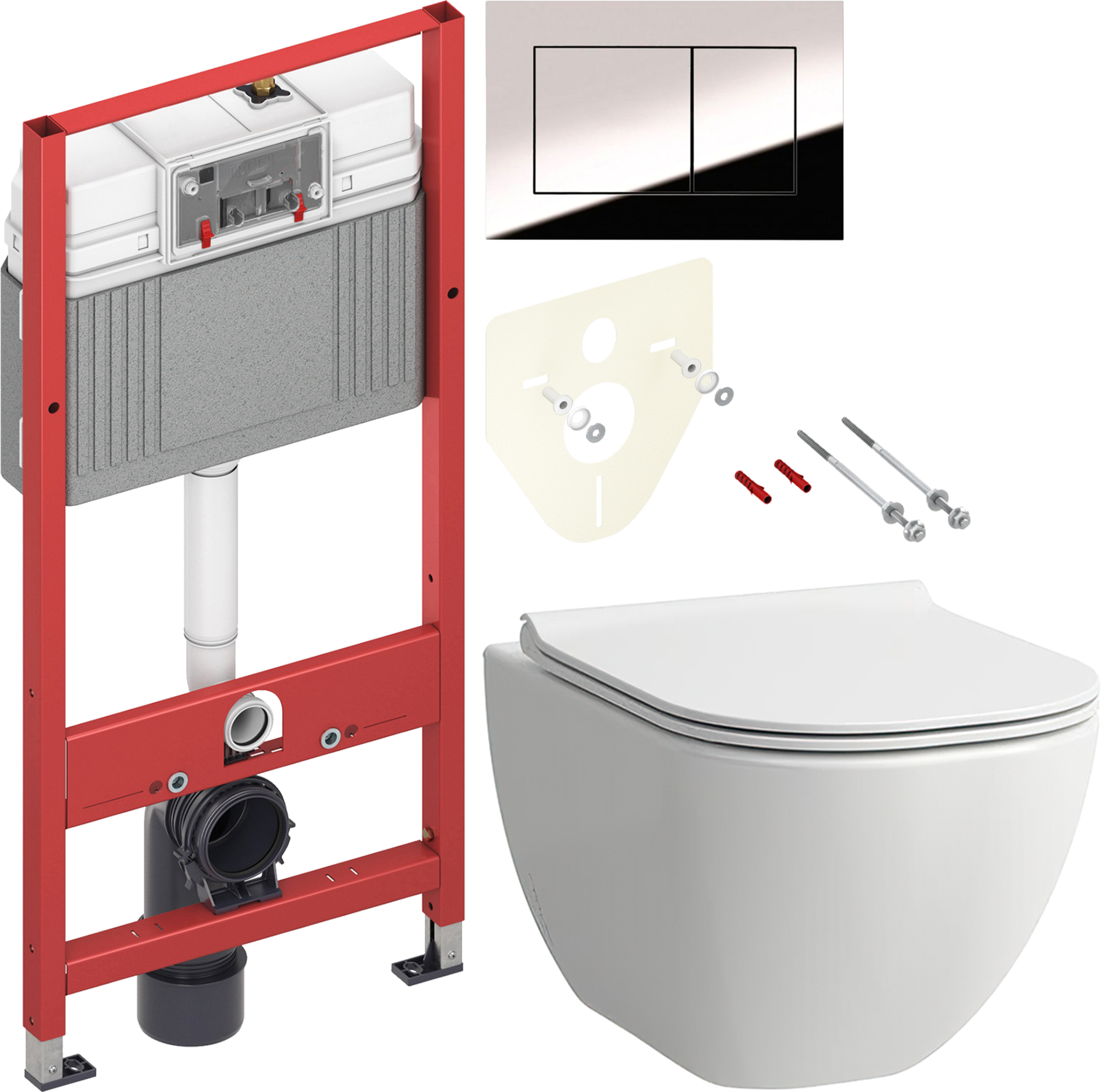 Комплект 2 в 1 Унитаз подвесной Laufen Basal 8.66E1.0.000.000.1 + Инсталляция с кнопкой TECE Now 9400412