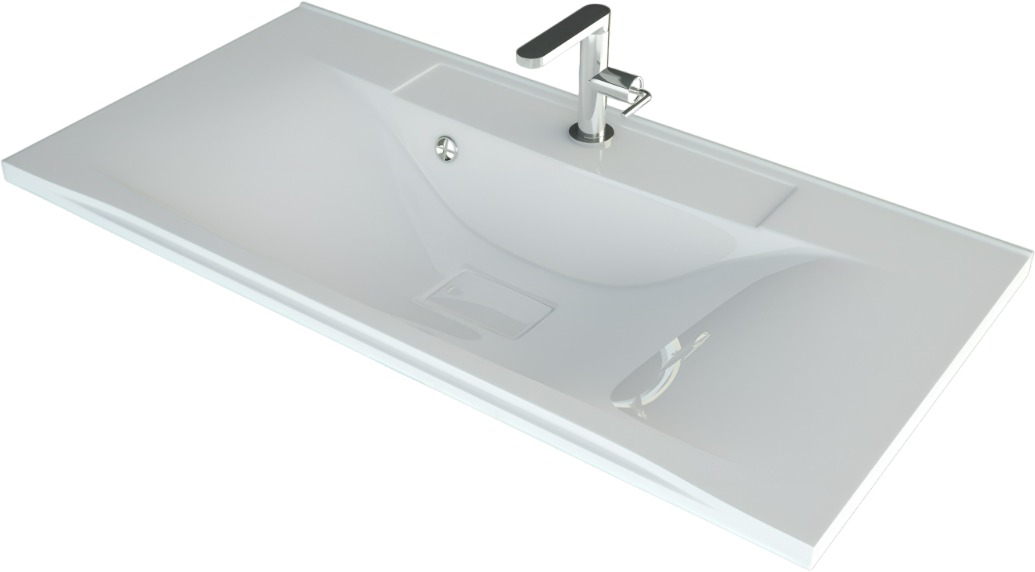 Мебельная раковина Madera Milen 120 накладная, глянцевая белая, прямоугольная, искусственный мрамор