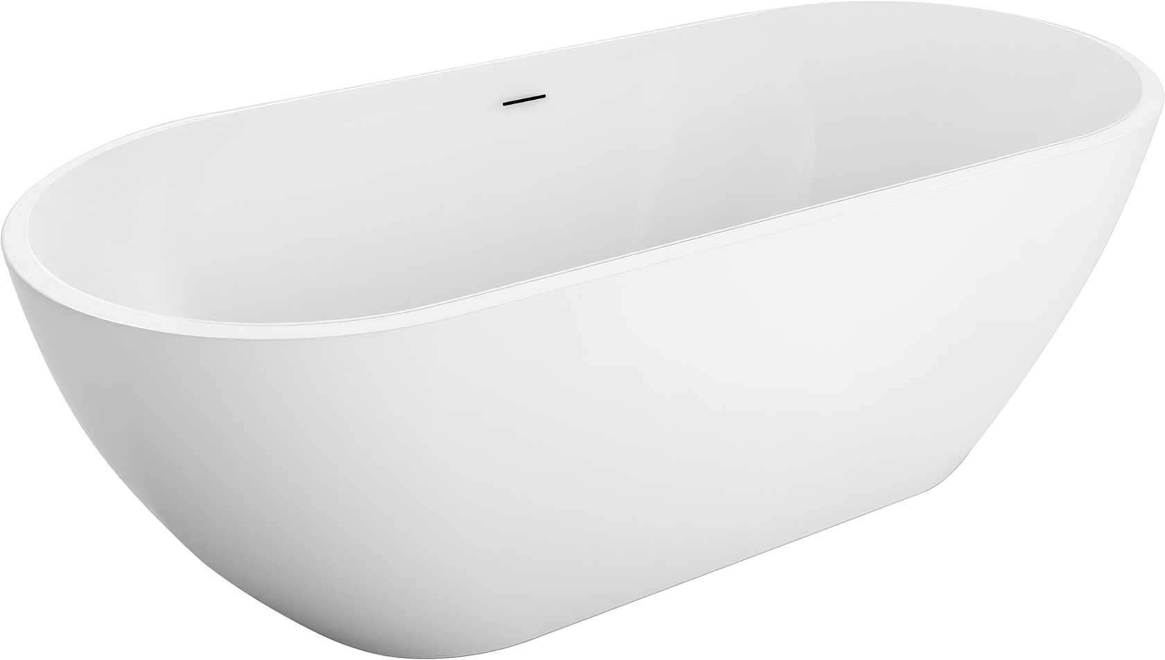 Акриловая ванна BelBagno Uno BB701 150x75 см, отдельностоящая, белая, овальная, на ножках, со сливом-переливом, с донным клапаном