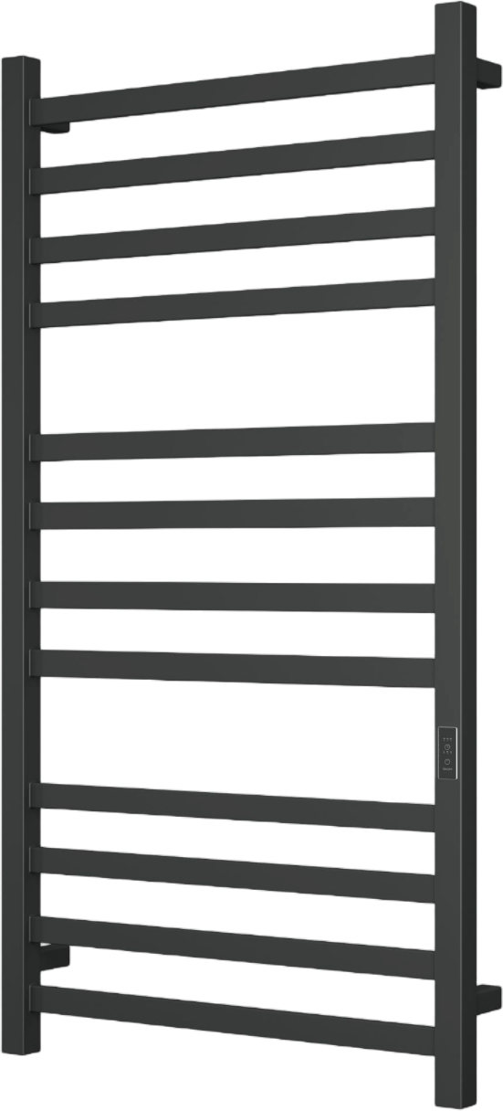 Полотенцесушитель электрический Bauedge Hotel R 120x65 см, скрытое подключение справа, слева, матовый черный RAL9005, лесенка, из стали
