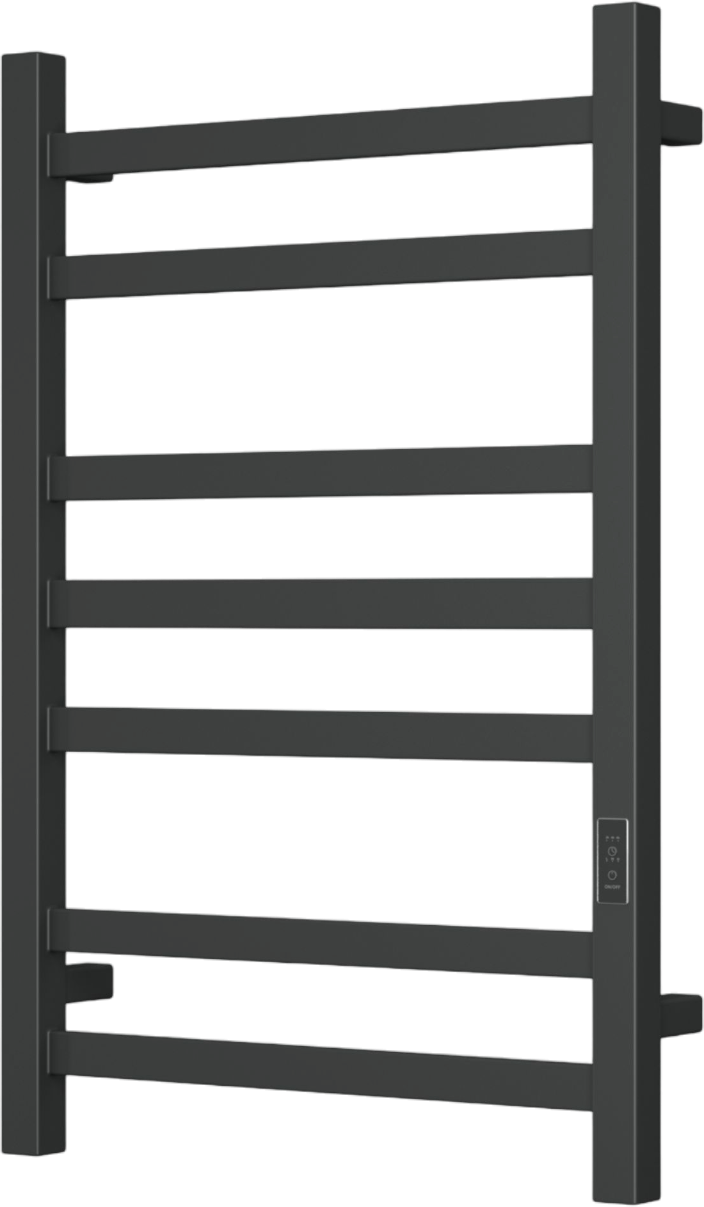 Полотенцесушитель электрический Bauedge Hotel R 80x55 см, скрытое подключение справа, слева, матовый черный RAL9005, лесенка, из стали