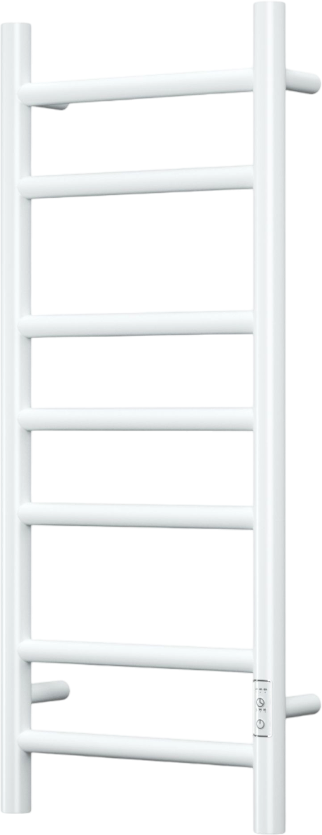Полотенцесушитель электрический Bauedge Stil R 80x35 см, скрытое подключение справа, слева, белый полуматовый, лесенка, из стали