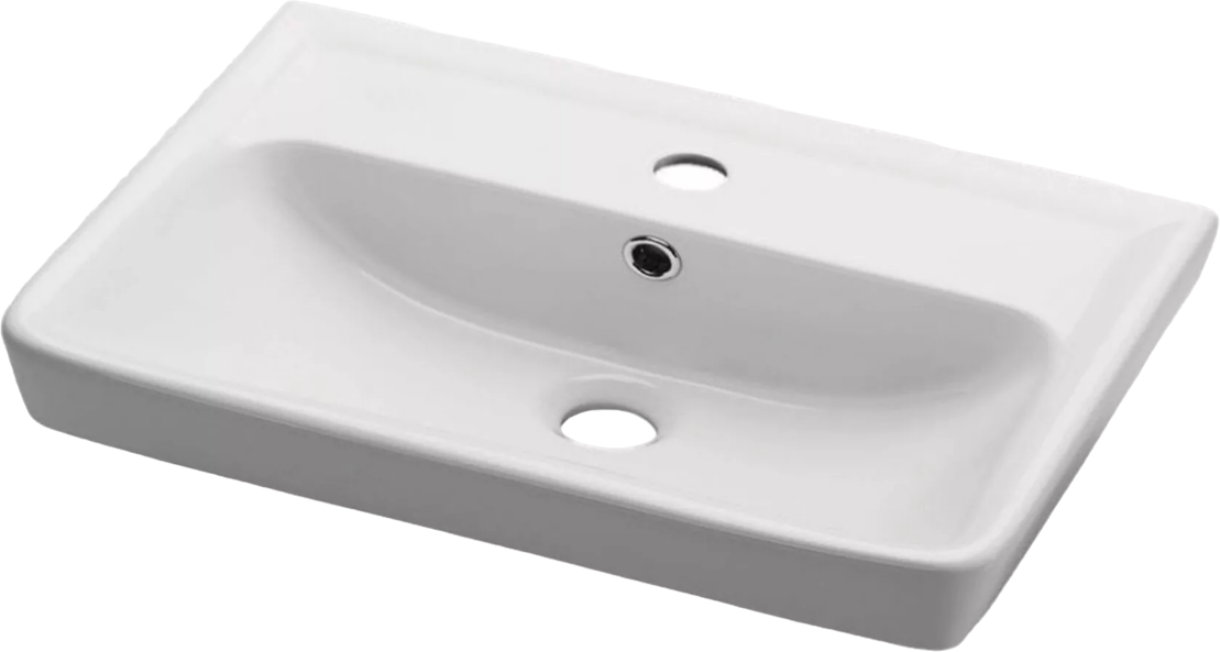Мебельная раковина Универсал Томь 50 накладная, глянцевая белая, прямоугольная, фарфор