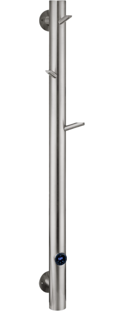 Полотенцесушитель электрический Boheme Uno 724 150x20 см, скрытое подключение, никель, I-образный, из стали, с полкой