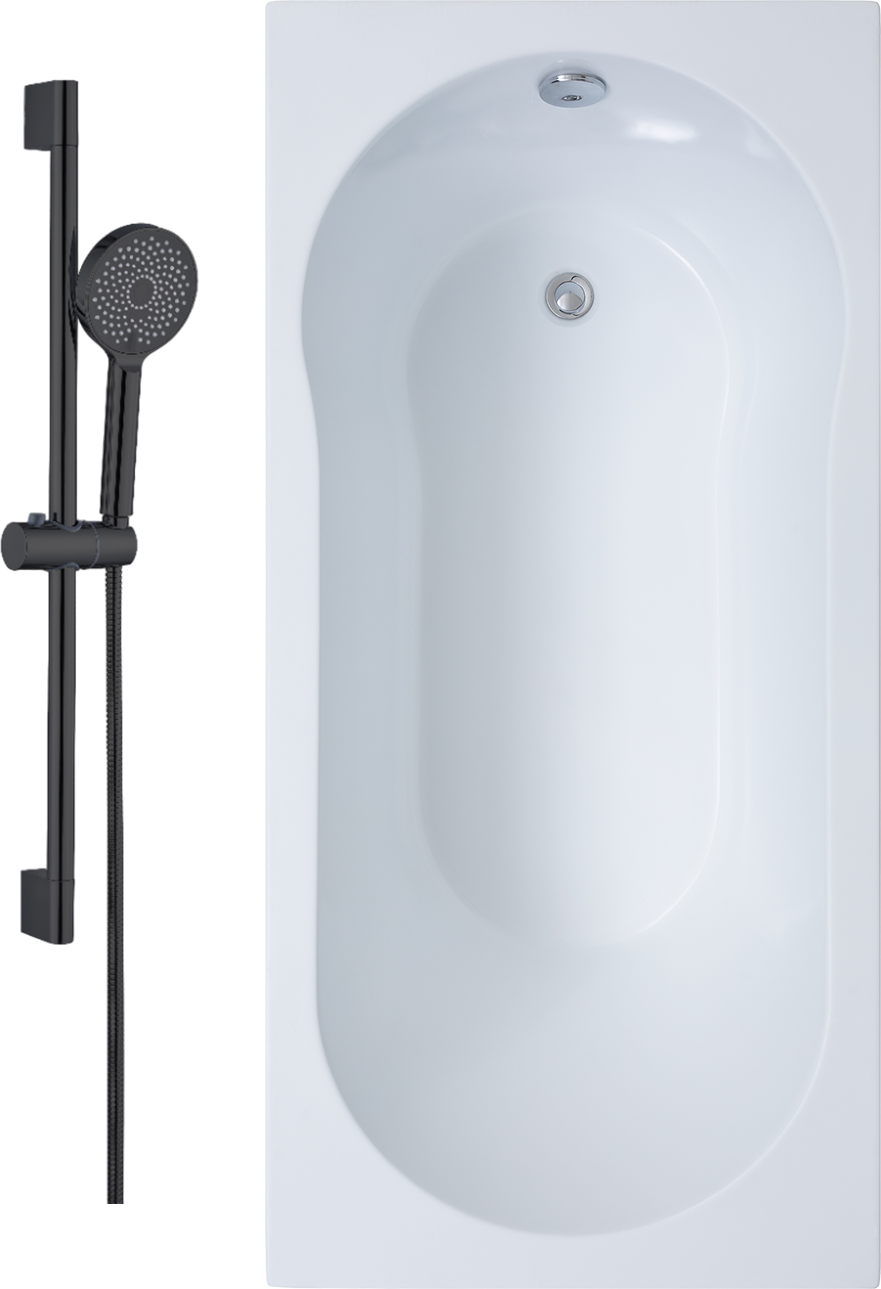 Комплект Акриловая ванна STWORKI Хельсинки + Гарнитур Вестфолл WH627-MB, черный матовый