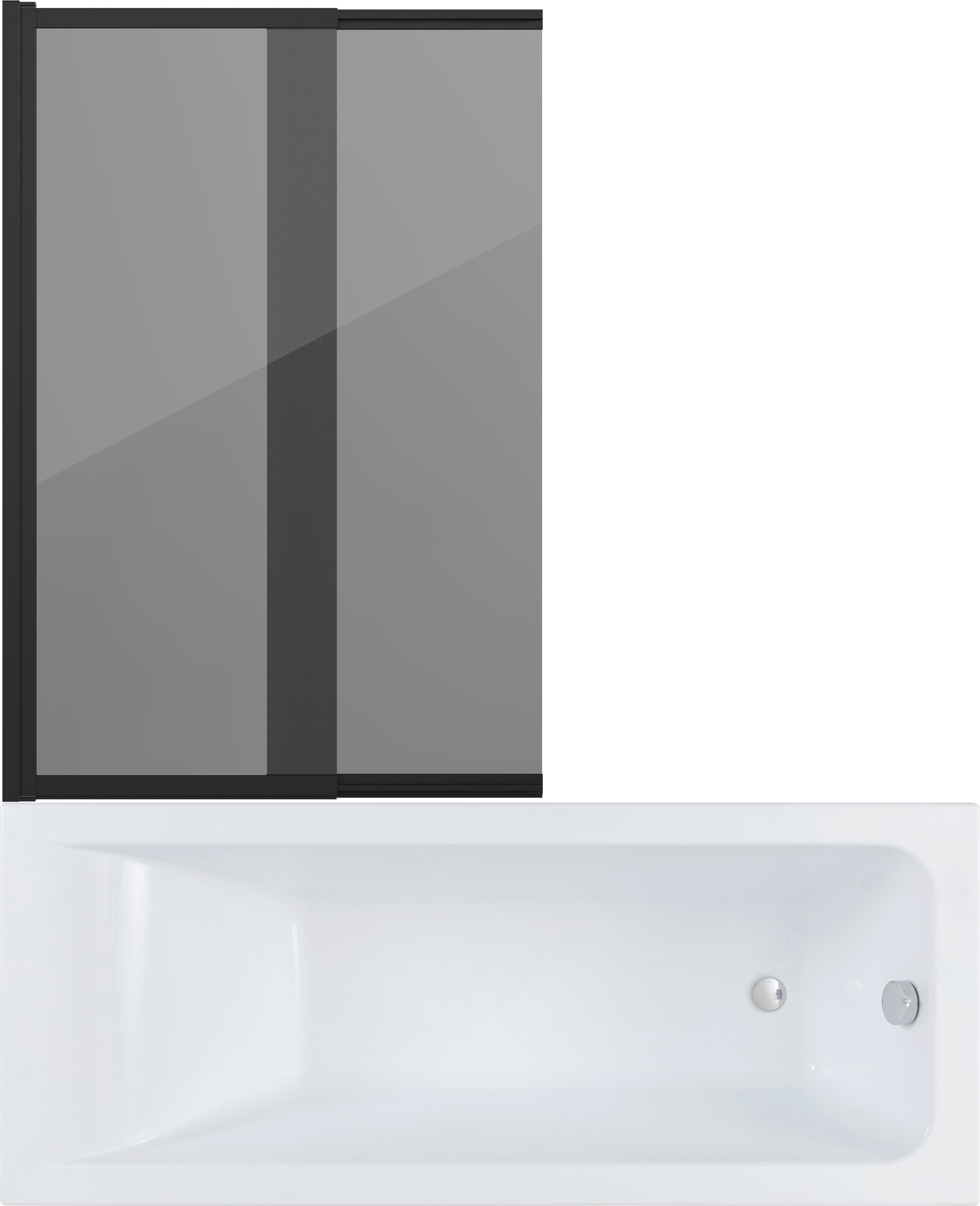 Комплект Акриловая ванна STWORKI Стокгольм + Шторка Нюборг 100х145, профиль черный матовый, тонированное стекло