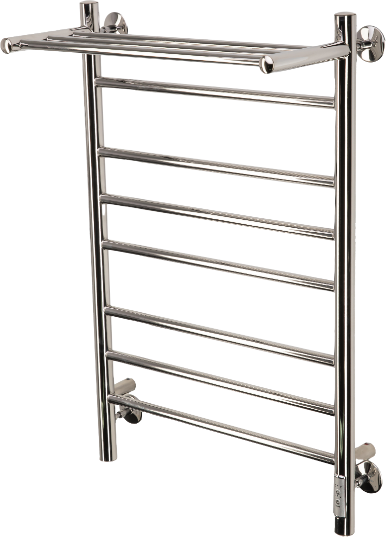 Полотенцесушитель электрический Comfysan Luce EC-10 80x55 см, подключение справа, слева, хром, лесенка, из стали, с полкой