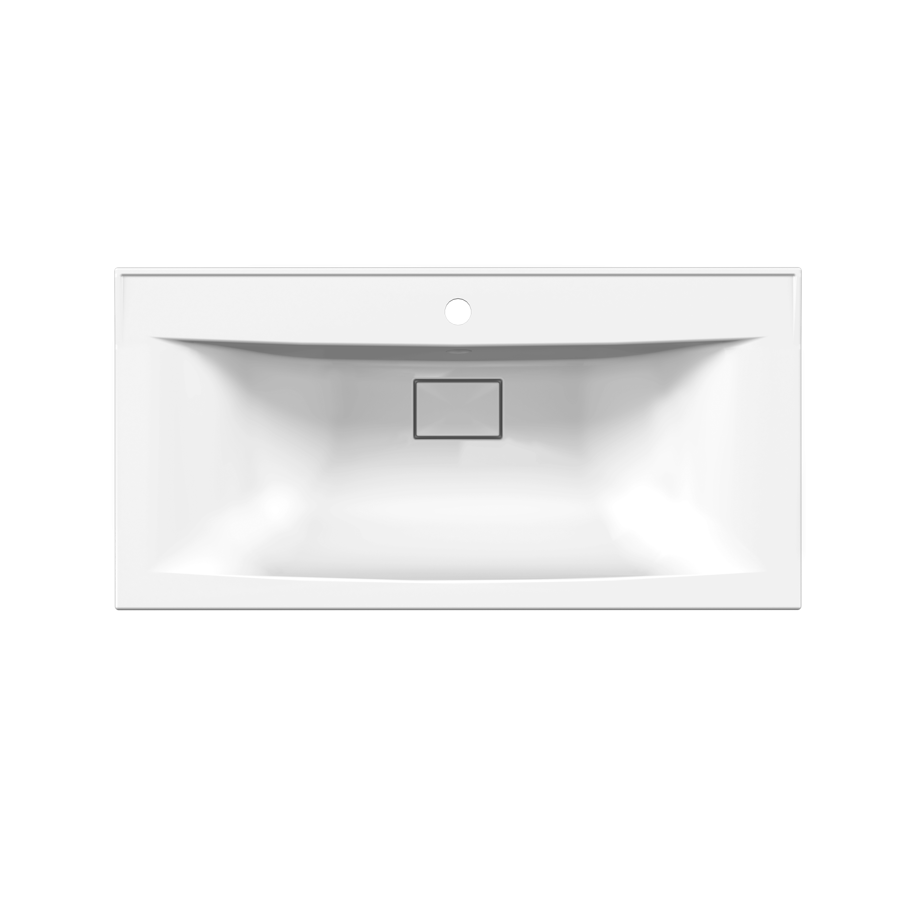 Мебельная раковина Paola Elegante 900 накладная, глянцевая белая, прямоугольная, литьевой мрамор
