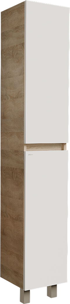 Шкаф-пенал для ванной Grossman Поло 30 дуб сонома светлый, белый глянцевый