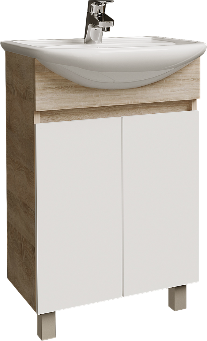 Тумба под раковину без столешницы Grossman Поло 55 дуб сонома светлый, белый глянцевый