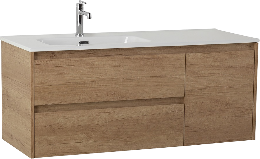 Тумба с раковиной BelBagno Kraft 120 L, 2 ящика, дверца, rovere nebrasca nature