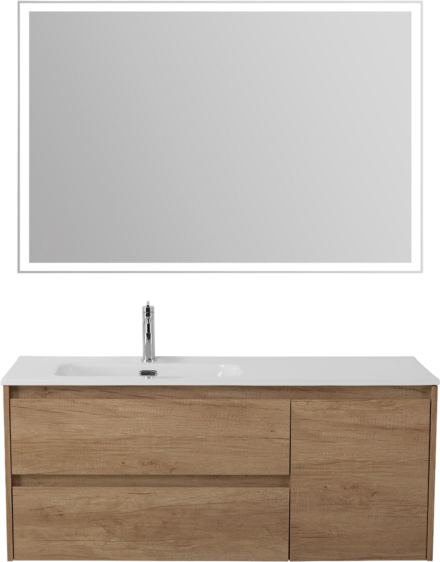 Мебель для ванной комнаты BelBagno Kraft 120 L, 2 ящика, дверца, rovere nebrasca nature