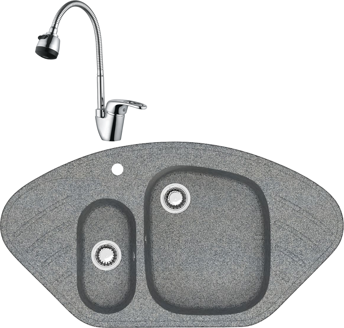 Комплект Мойка Domaci Болонья М-23-005, серая + Смеситель Ливорно WFD04163B