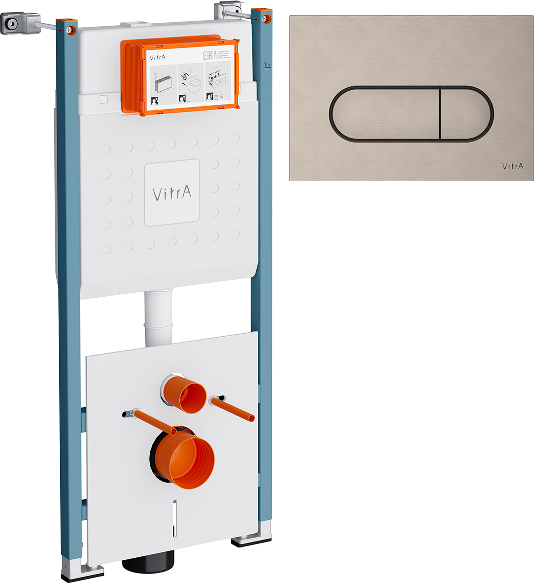 Комплект Инсталляция VitrA V-Fix Core 732-5800-01PV + Кнопка Root Round 740-2295 цвет никель