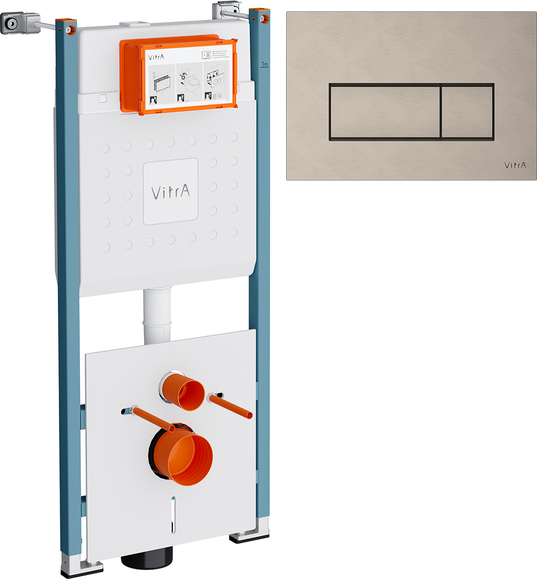 Комплект Инсталляция VitrA V-Fix Core 732-5800-01PV + Кнопка Root Square 740-2395 цвет никель