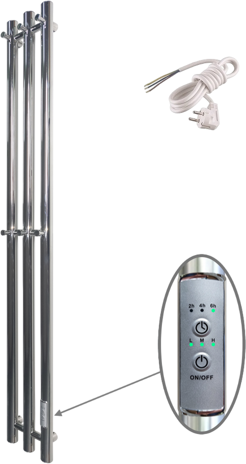 Полотенцесушитель электрический Маргроид Inaro Inaro-12012-025 120x15 см, подключение справа, скрытое подключение справа, хром, лесенка