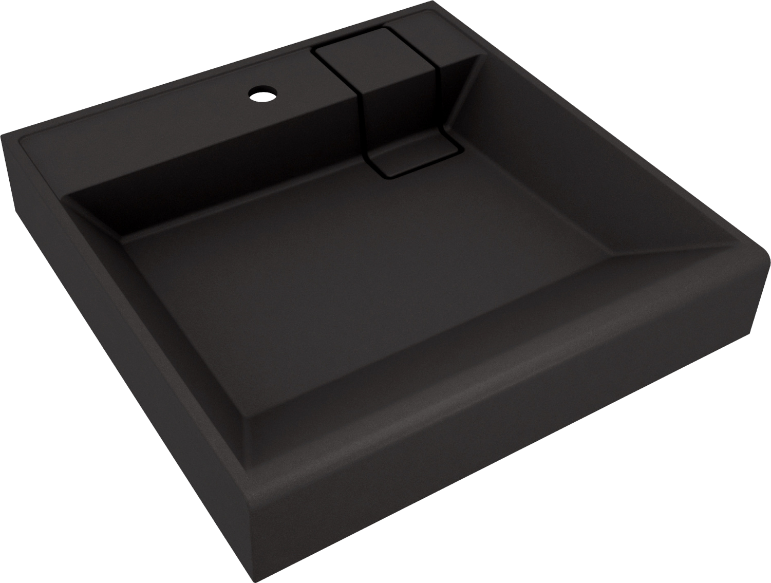 Раковина над стиральной машиной Florentina Лагуна 60 матовый антрацит, квадратная, литьевой мрамор, с кронштейном