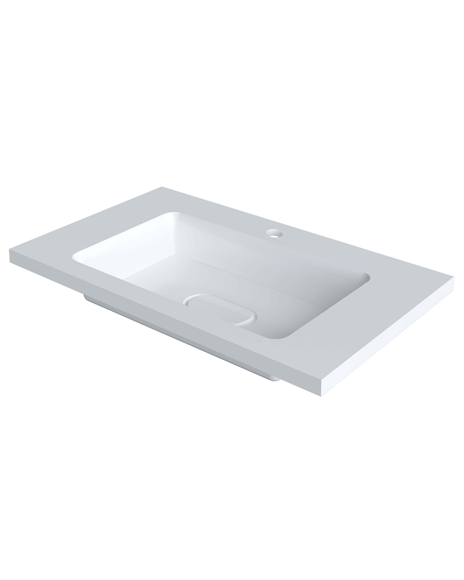 Мебельная раковина Uperwood Modul 77 накладная, глянцевая белая, прямоугольная, литьевой мрамор