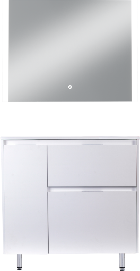 Мебель для ванной комнаты Style Line Барселона 90 R Люкс Plus, с бельевой корзиной, зеркало STWORKI Копенгаген