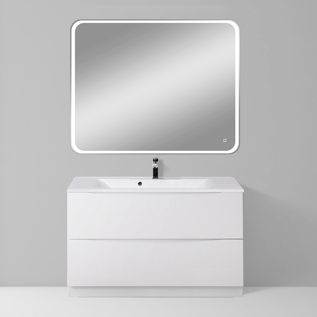 Мебель для ванной комнаты BelBagno Marino 100 bianco lucido, напольная, зеркало DIWO Коломна