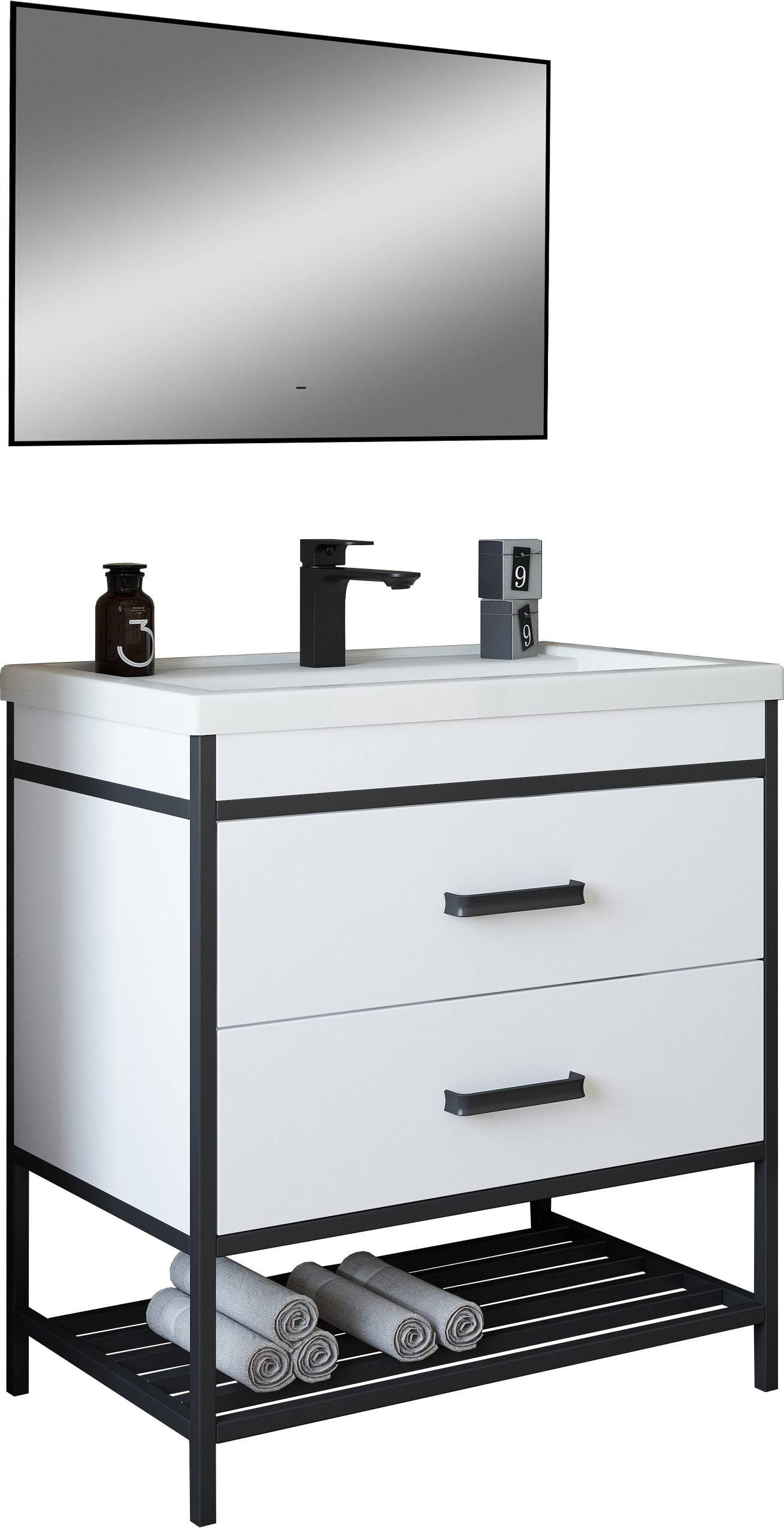 Мебель для ванной комнаты Sanflor Норд 80 с раковиной Como, зеркало DIWO Элиста