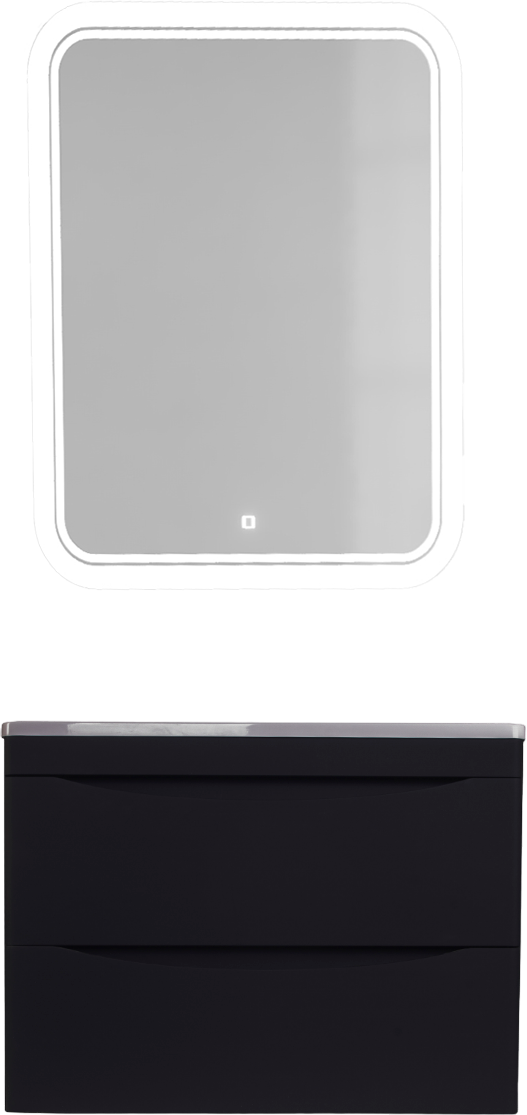 Мебель для ванной комнаты Style Line Бергамо Мини 70 Люкс Plus подвесная, антискрейтч черная, зеркало STWORKI Монтре